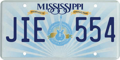 MS license plate JIE554