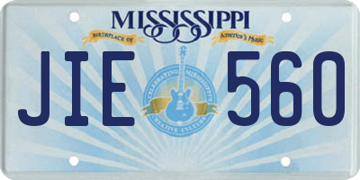 MS license plate JIE560