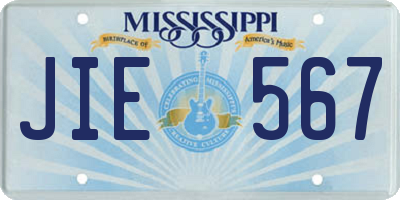 MS license plate JIE567