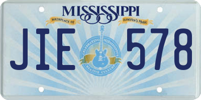 MS license plate JIE578