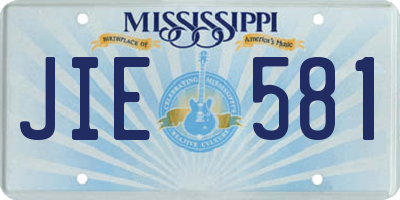 MS license plate JIE581