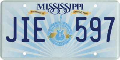 MS license plate JIE597
