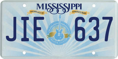 MS license plate JIE637