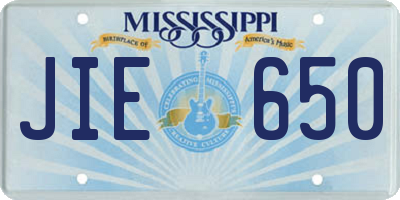 MS license plate JIE650
