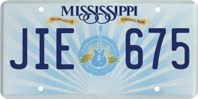 MS license plate JIE675