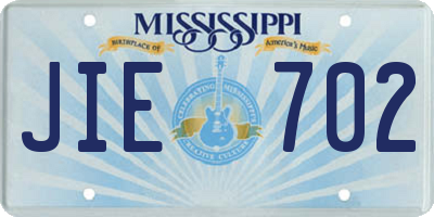 MS license plate JIE702
