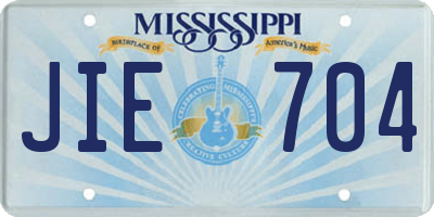 MS license plate JIE704