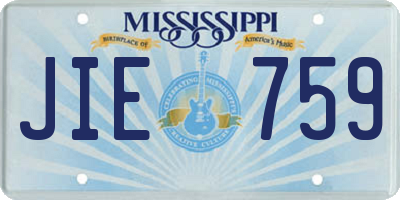 MS license plate JIE759
