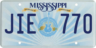 MS license plate JIE770