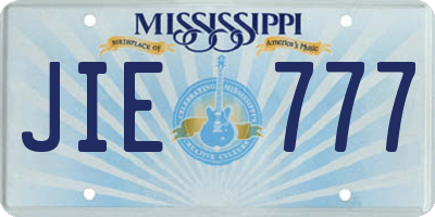 MS license plate JIE777