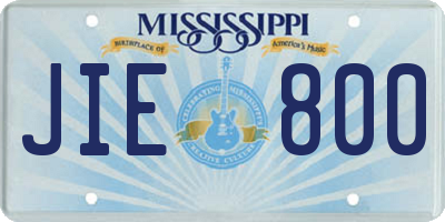 MS license plate JIE800