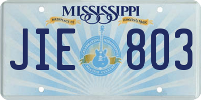 MS license plate JIE803