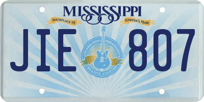 MS license plate JIE807