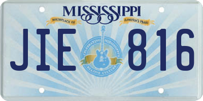 MS license plate JIE816