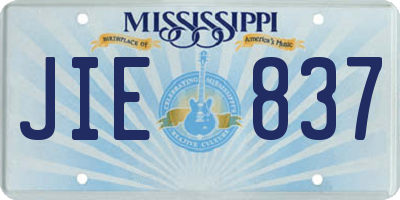 MS license plate JIE837