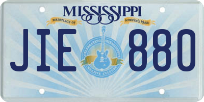 MS license plate JIE880