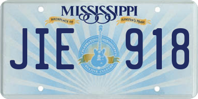 MS license plate JIE918
