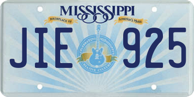 MS license plate JIE925