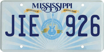 MS license plate JIE926