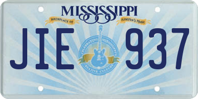 MS license plate JIE937