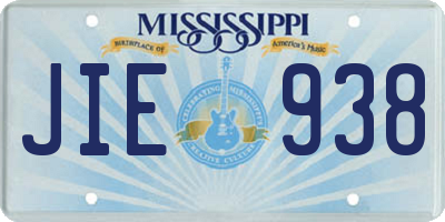 MS license plate JIE938