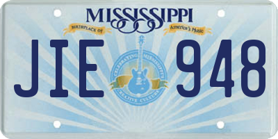 MS license plate JIE948