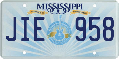 MS license plate JIE958