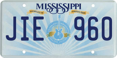 MS license plate JIE960