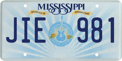 MS license plate JIE981