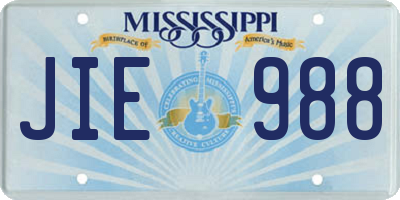 MS license plate JIE988
