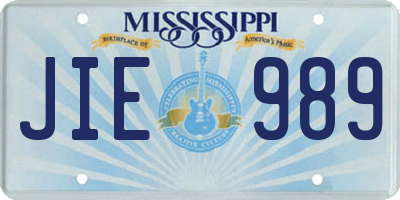 MS license plate JIE989