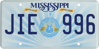 MS license plate JIE996