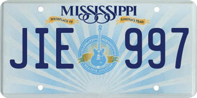 MS license plate JIE997