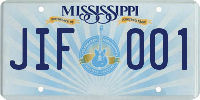 MS license plate JIF001