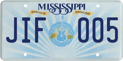 MS license plate JIF005
