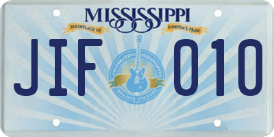MS license plate JIF010