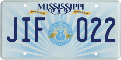 MS license plate JIF022