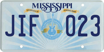 MS license plate JIF023