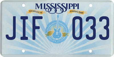 MS license plate JIF033