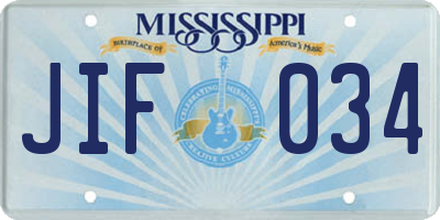 MS license plate JIF034