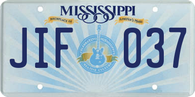 MS license plate JIF037