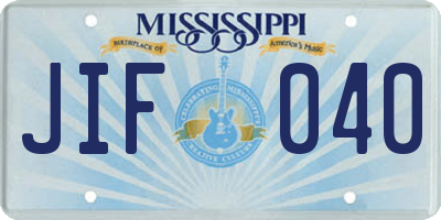MS license plate JIF040