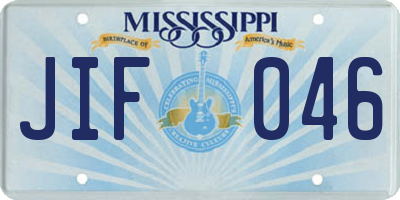 MS license plate JIF046