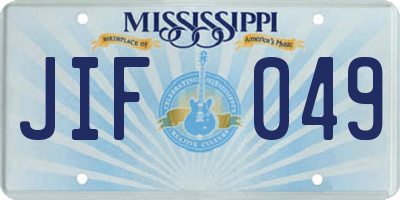 MS license plate JIF049