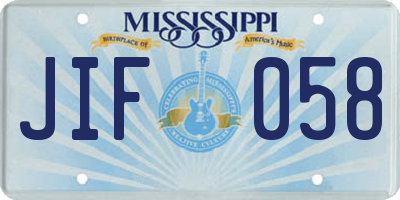 MS license plate JIF058