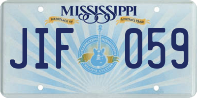 MS license plate JIF059
