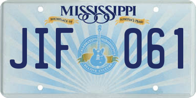 MS license plate JIF061
