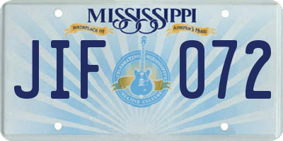 MS license plate JIF072