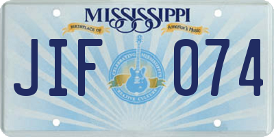 MS license plate JIF074
