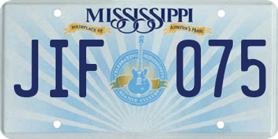 MS license plate JIF075